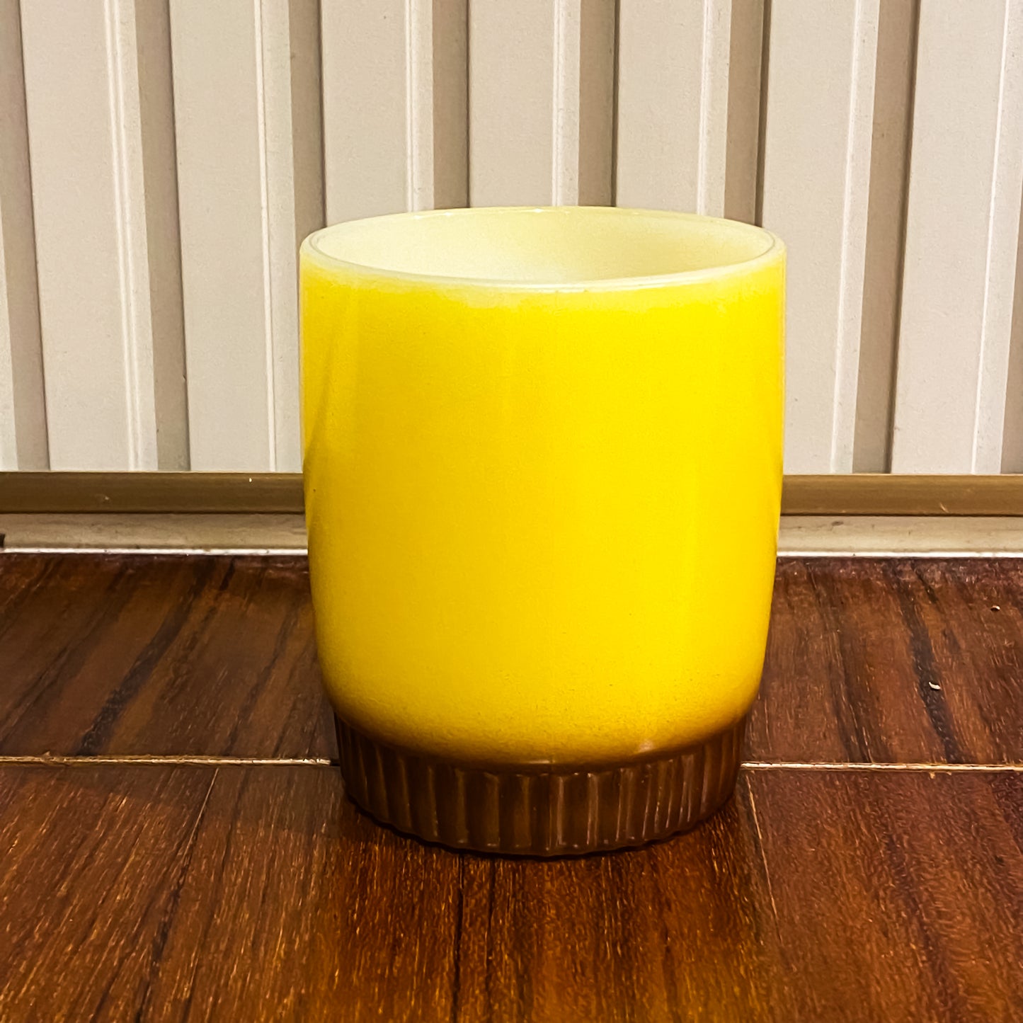 FireKing Yellow/Brow Ribbed Bottom Stacking Mug (YB1)