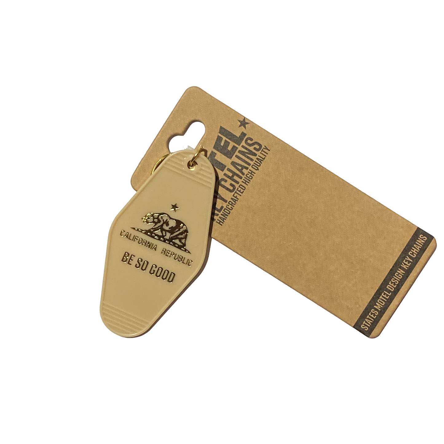 California Motel Key Ring Tag Cream
