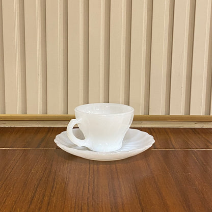 FireKing White Demitasse Cup & Saucer (demi1)