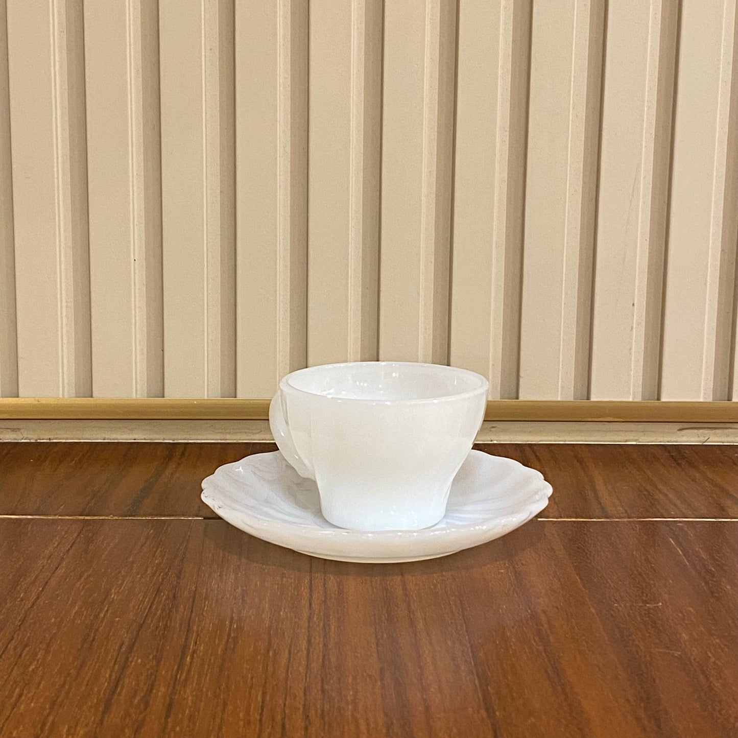 FireKing White Demitasse Cup & Saucer (demi1)