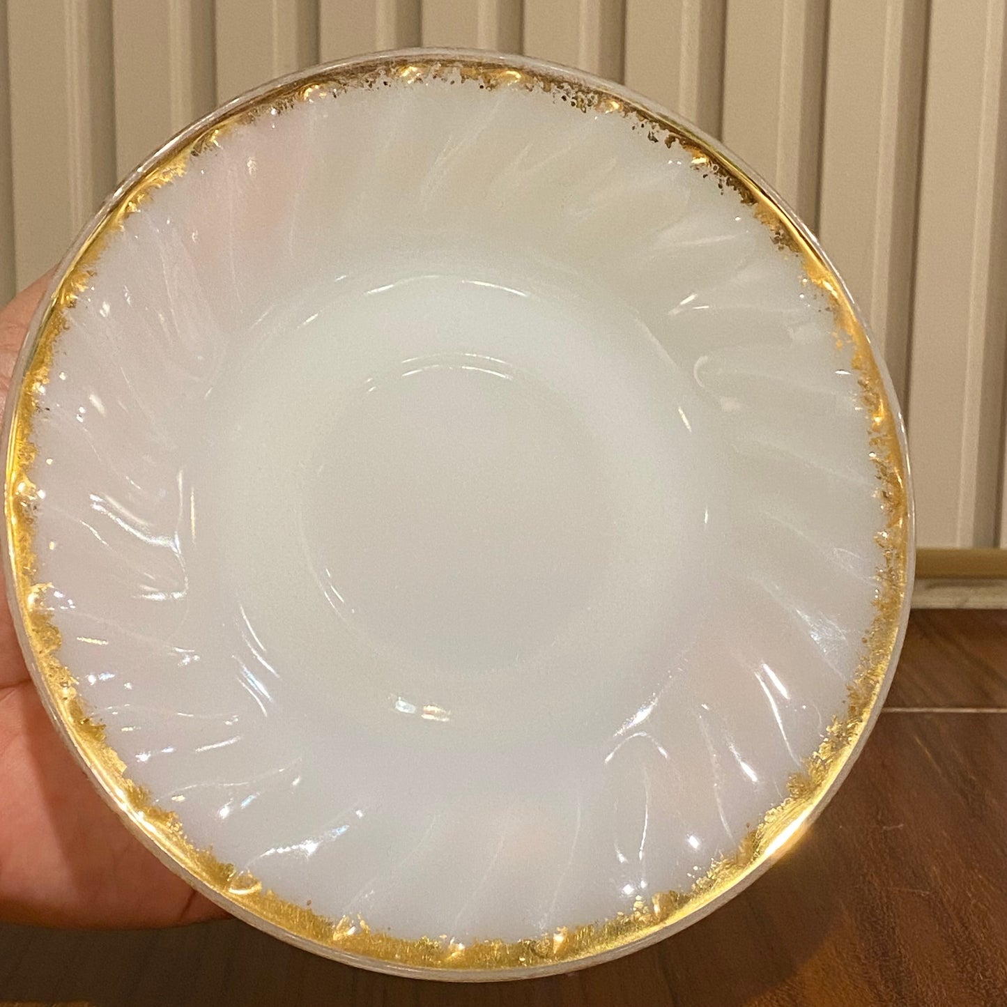 FireKing White Swirl Cup & Saucer With Golden Rim (gold2)