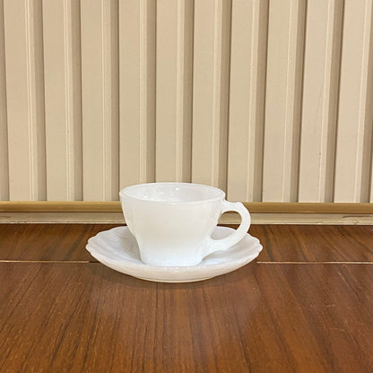 FireKing White Demitasse Cup & Saucer (demi1)