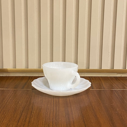 FireKing White Demitasse Cup & Saucer (demi1)