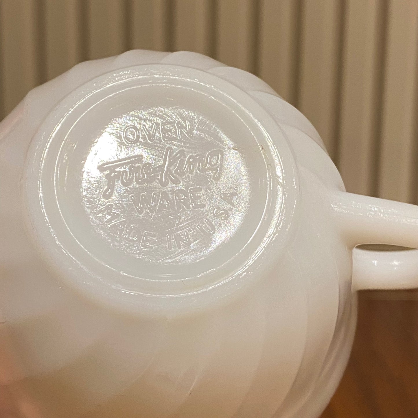 FireKing White Swirl Cup & Saucer With Golden Rim (gold2)