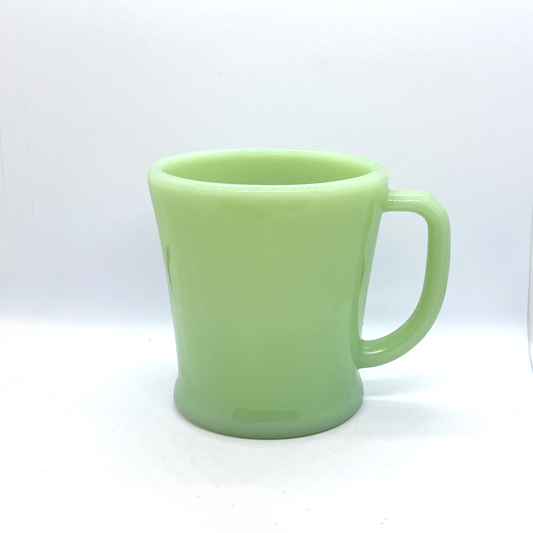 FireKing Jadeite Flat Bottom D handle Mug, Made in USA 1950s (D1)