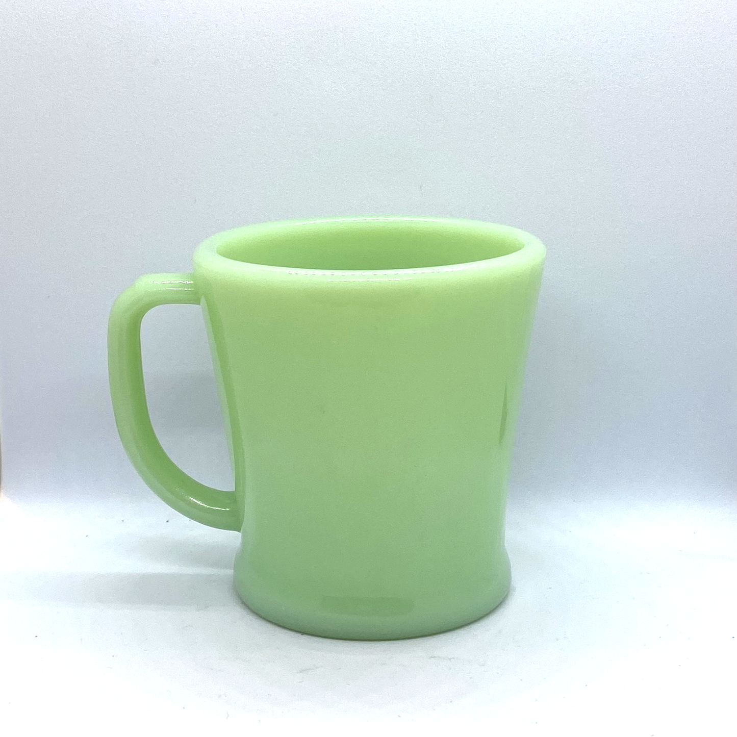 FireKing Jadeite Flat Bottom D handle Mug, Made in USA 1950s (D1)