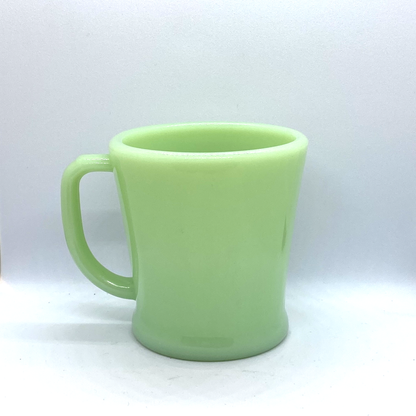 FireKing Jadeite Flat Bottom D handle Mug, Made in USA 1950s (D1)