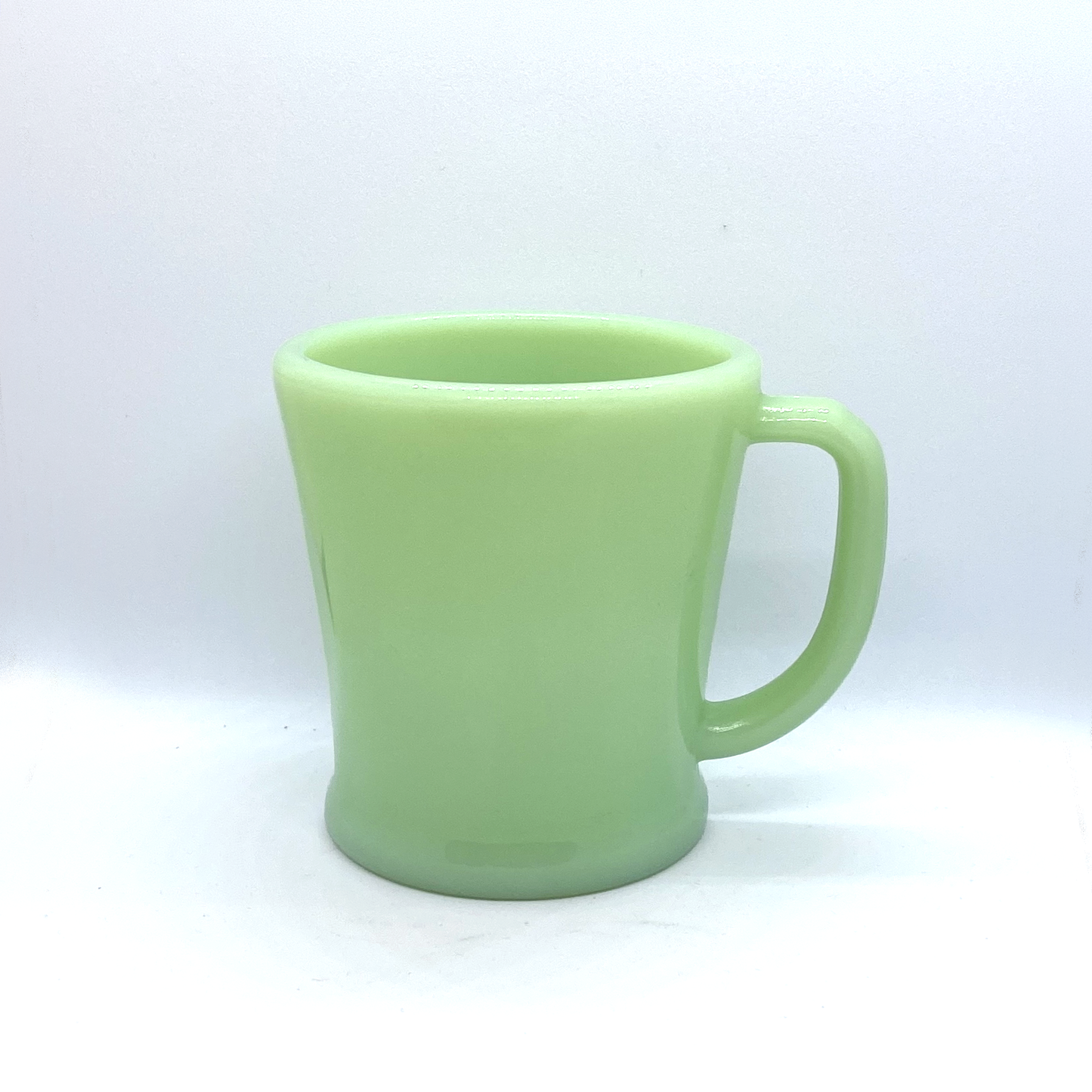 FireKing Jadeite Flat Bottom D handle Mug, Made in USA 1950s (D3)
