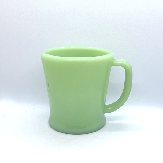 FireKing Jadeite Flat Bottom D handle Mug, Made in USA 1950s (D3)