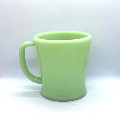FireKing Jadeite Flat Bottom D handle Mug, Made in USA 1950s (D3)