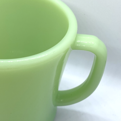 FireKing Jadeite Flat Bottom D handle Mug, Made in USA 1950s (D3)