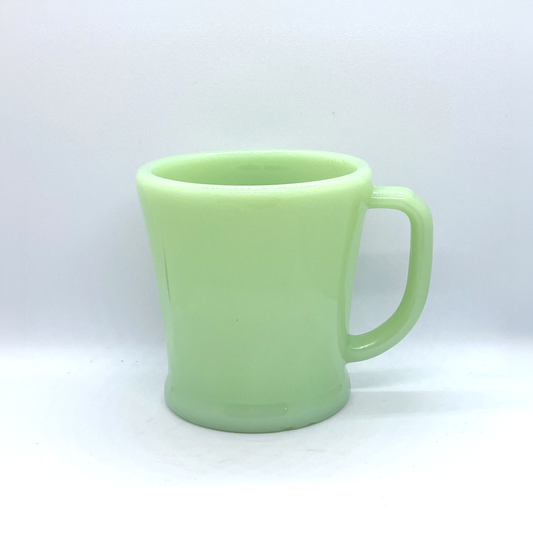 FireKing Jadeite Flat Bottom D handle Mug, Made in USA 1950s (D4)