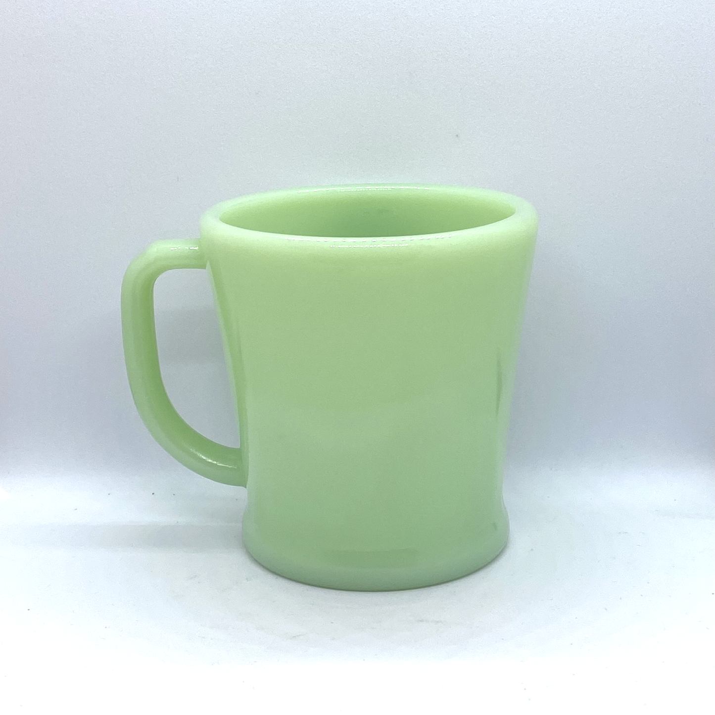 FireKing Jadeite Flat Bottom D handle Mug, Made in USA 1950s (D4)