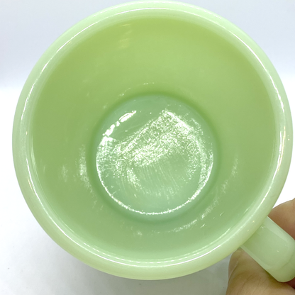 FireKing Jadeite Flat Bottom D handle Mug, Made in USA 1950s (D4)