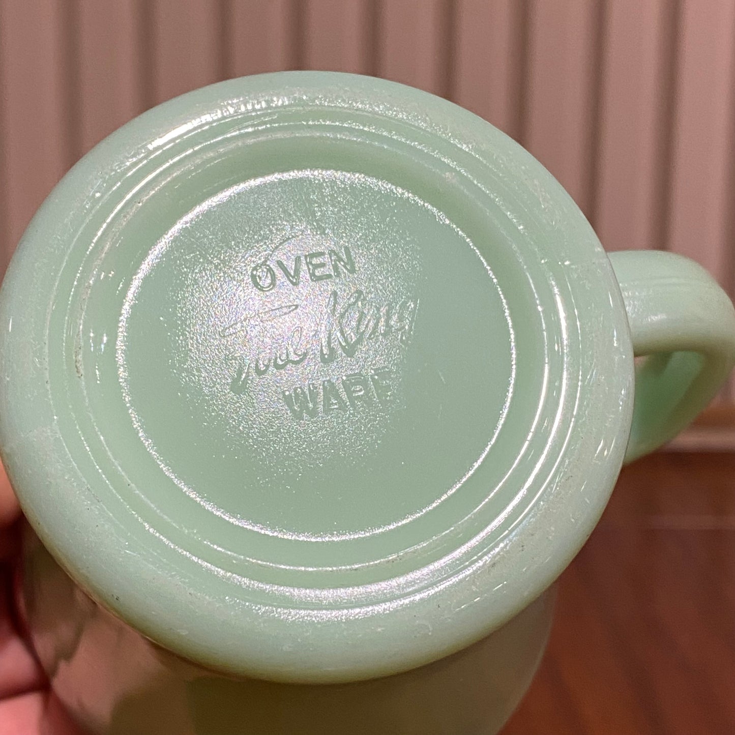 FireKing Jadeite D handle Mug, Made in USA 1960s (D1)
