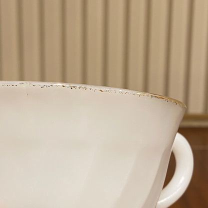FireKing White Swirl Cup & Saucer With Golden Rim (gold2)
