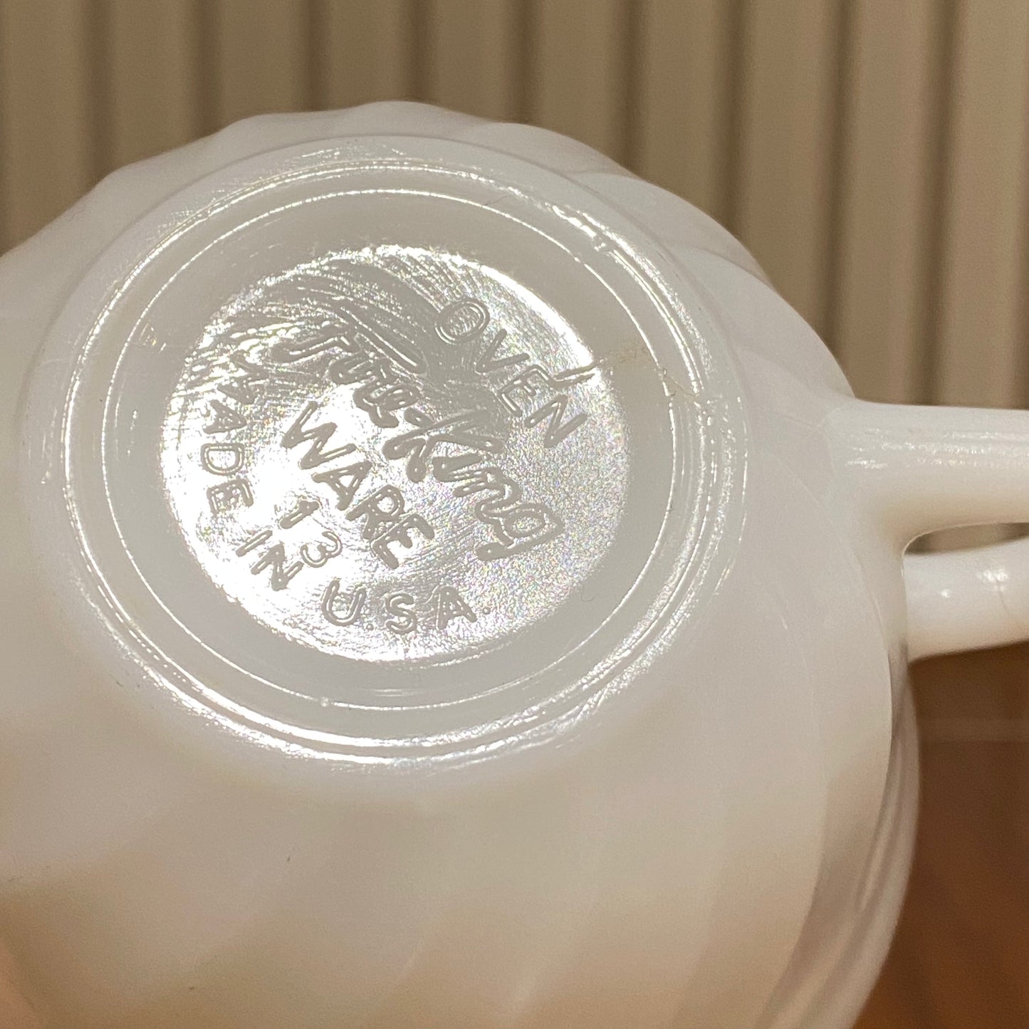 FireKing White Swirl Cup & Saucer With Golden Rim (gold1)