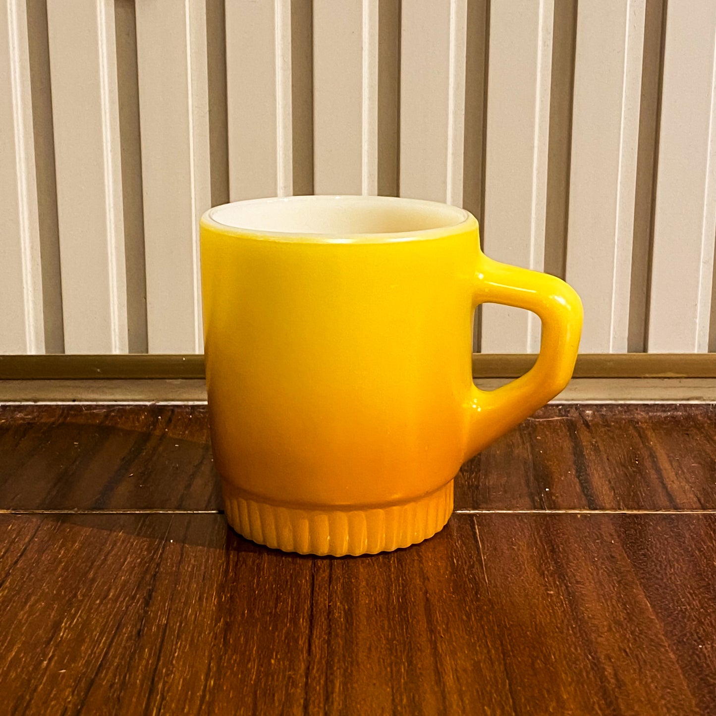 FireKing Yellow/Orange Ribbed Bottom Stacking Mug (Y01)