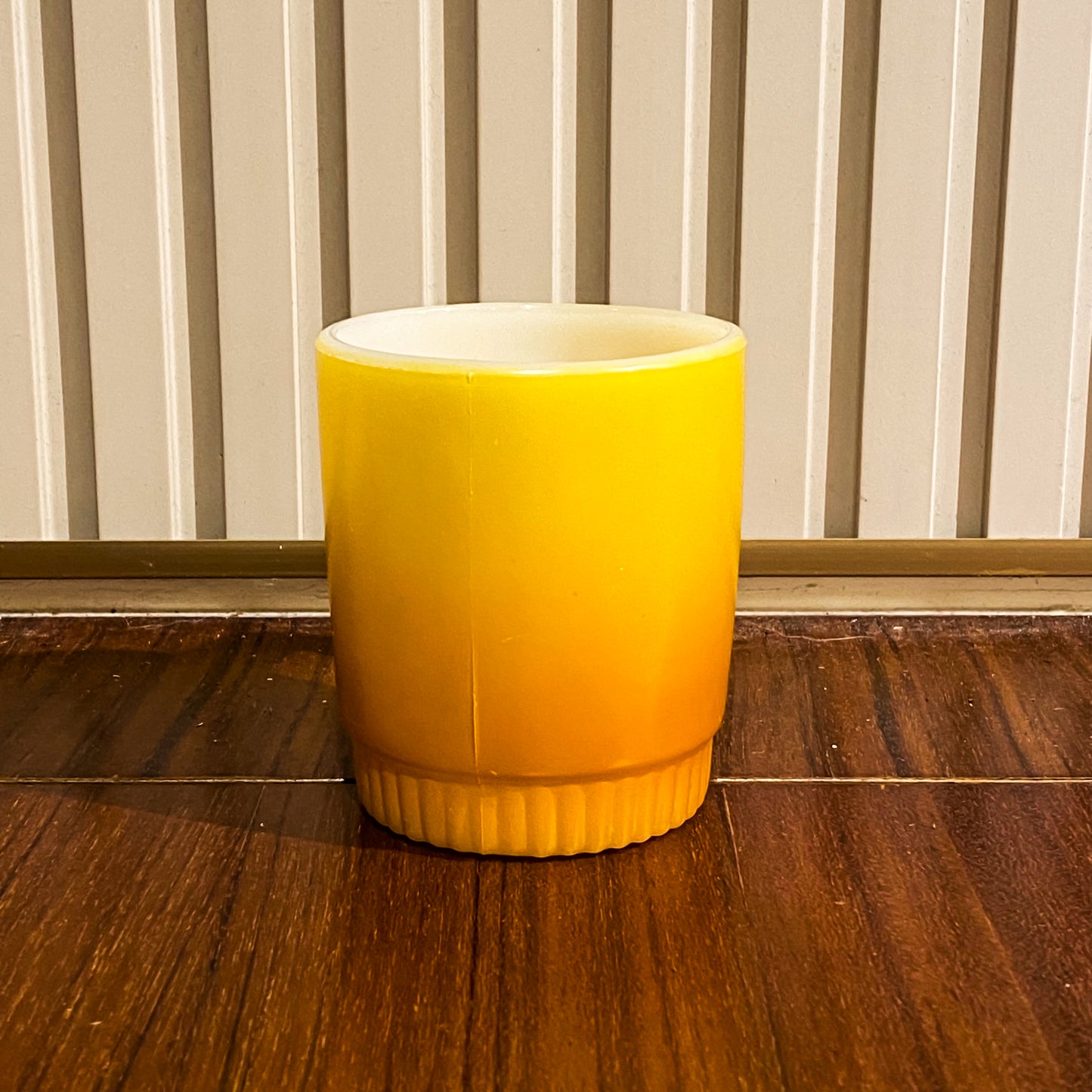 FireKing Yellow/Orange Ribbed Bottom Stacking Mug (Y01)
