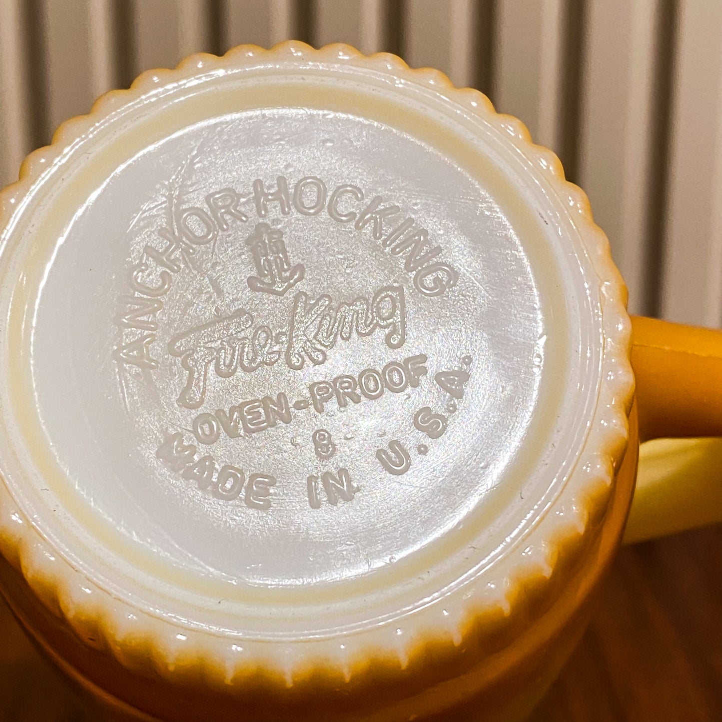 FireKing Yellow/Orange Ribbed Bottom Stacking Mug (Y01)