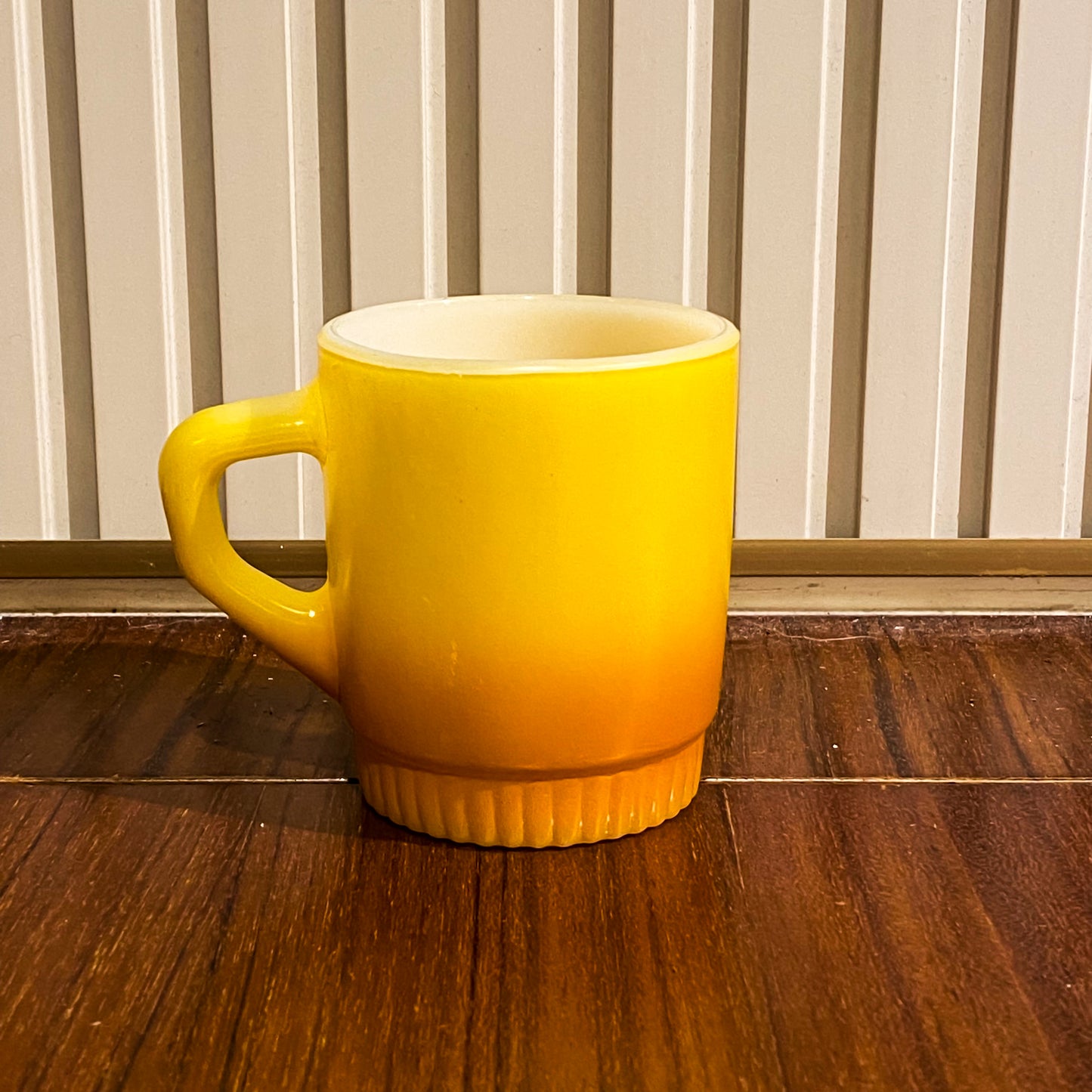 FireKing Yellow/Orange Ribbed Bottom Stacking Mug (Y02)