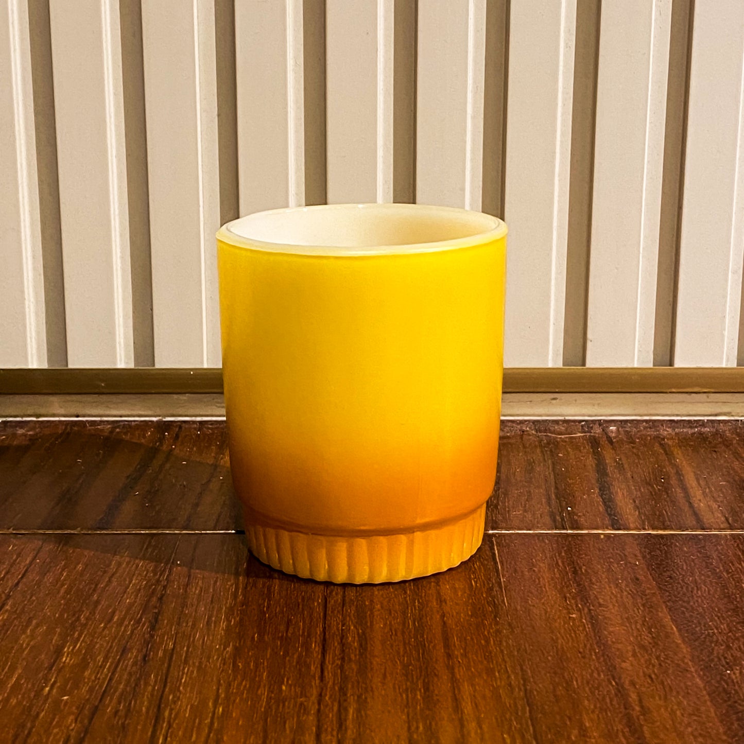FireKing Yellow/Orange Ribbed Bottom Stacking Mug (Y02)