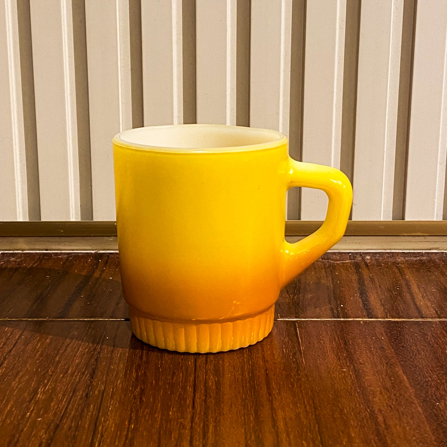FireKing Yellow/Orange Ribbed Bottom Stacking Mug (Y02)