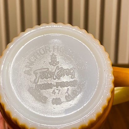 FireKing Yellow/Orange Ribbed Bottom Stacking Mug (Y02)