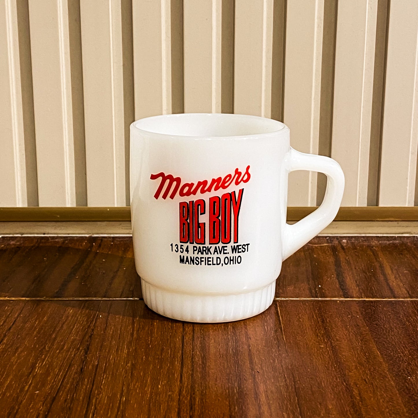 FireKing Manners Big BoyRibbed bottom Stacking Mug (BigBoy1)