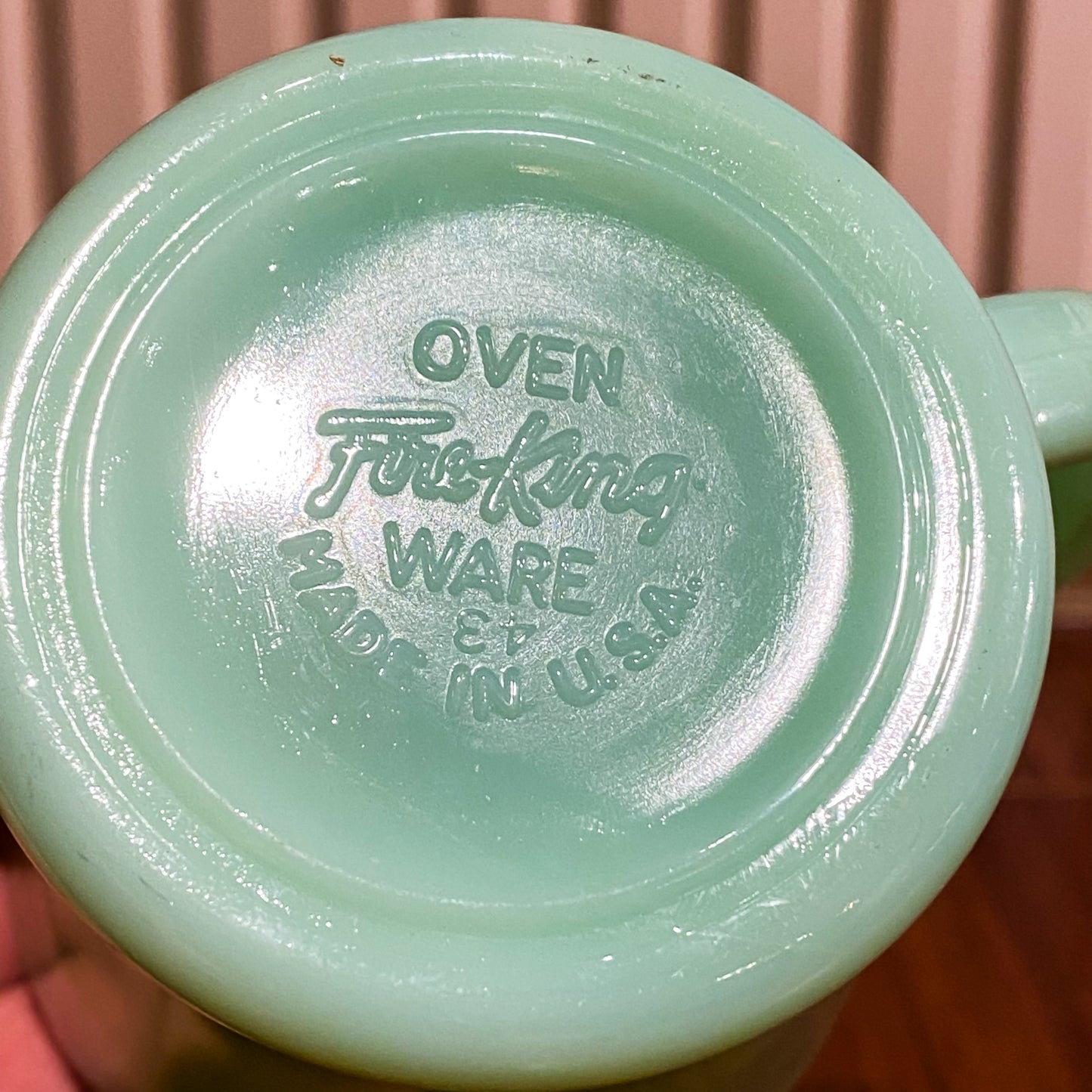 FireKing Jadeite D handle Mug, Made in USA 1960s (D4)