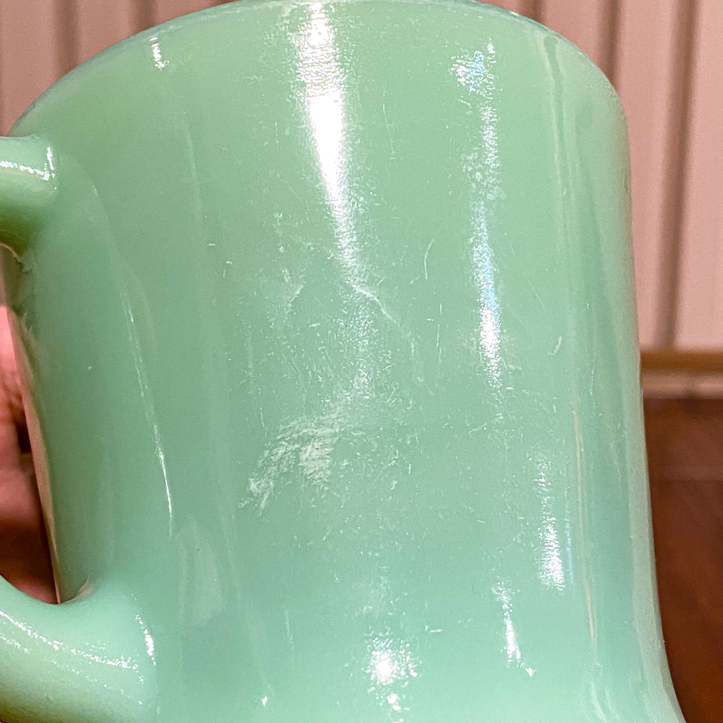 FireKing Jadeite D handle Mug, Made in USA 1960s (D7)