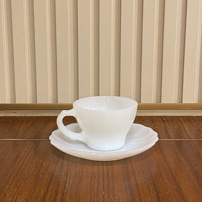 FireKing White Demitasse Cup & Saucer (demi1)