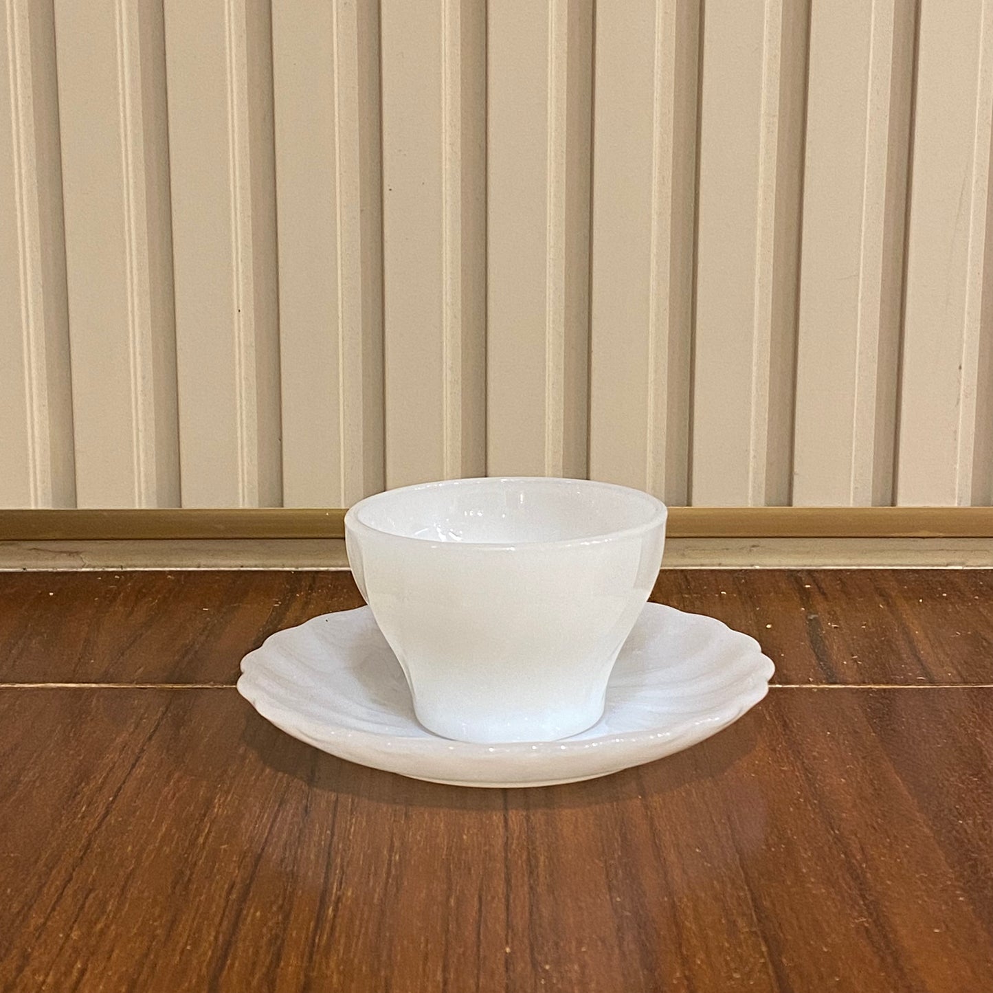 FireKing White Demitasse Cup & Saucer (demi1)