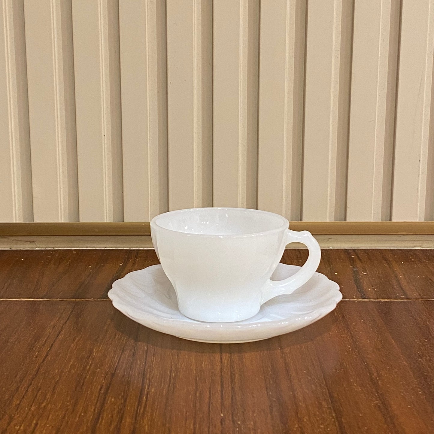 FireKing White Demitasse Cup & Saucer (demi1)