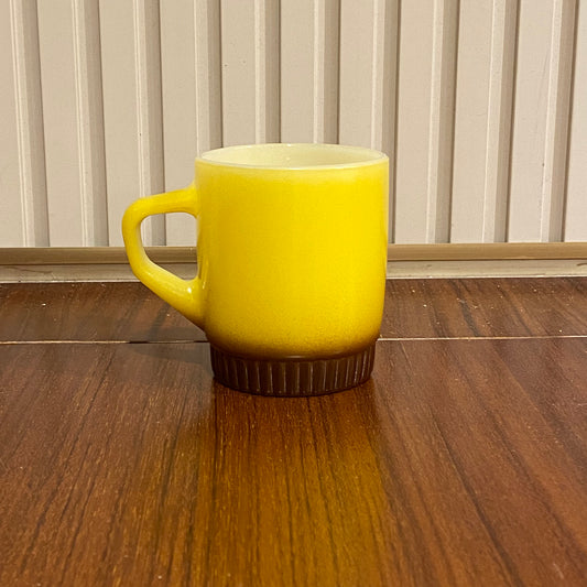 FireKing Yellow/Brow Ribbed Bottom Stacking Mug (YB1)