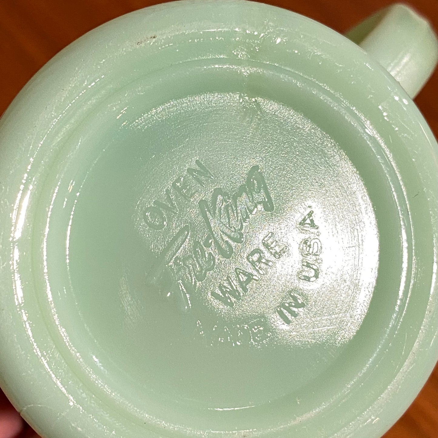 FireKing Jadeite D handle Mug, Made in USA 1960s (D1)
