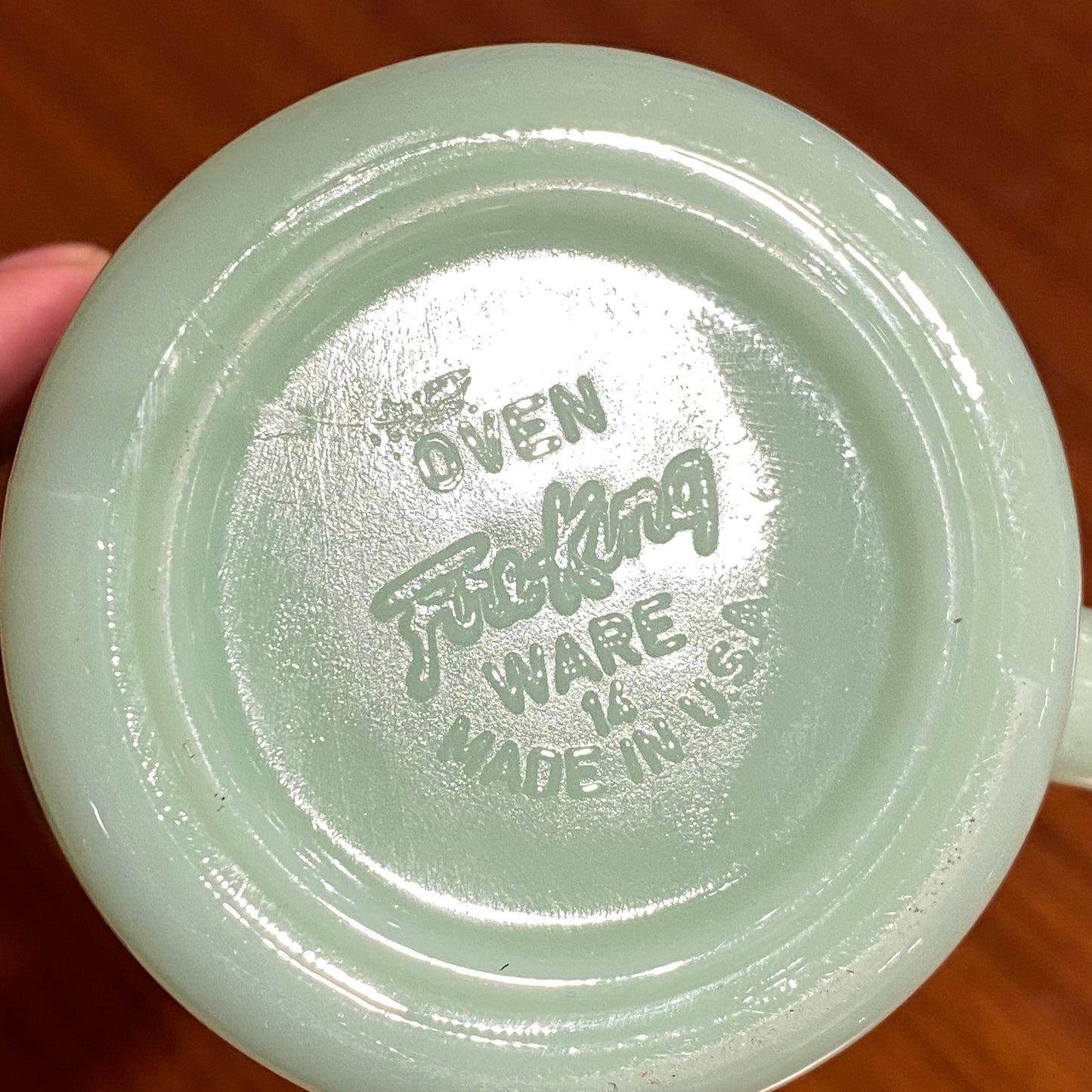 FireKing Jadeite D handle Mug, Made in USA 1960s (D2)