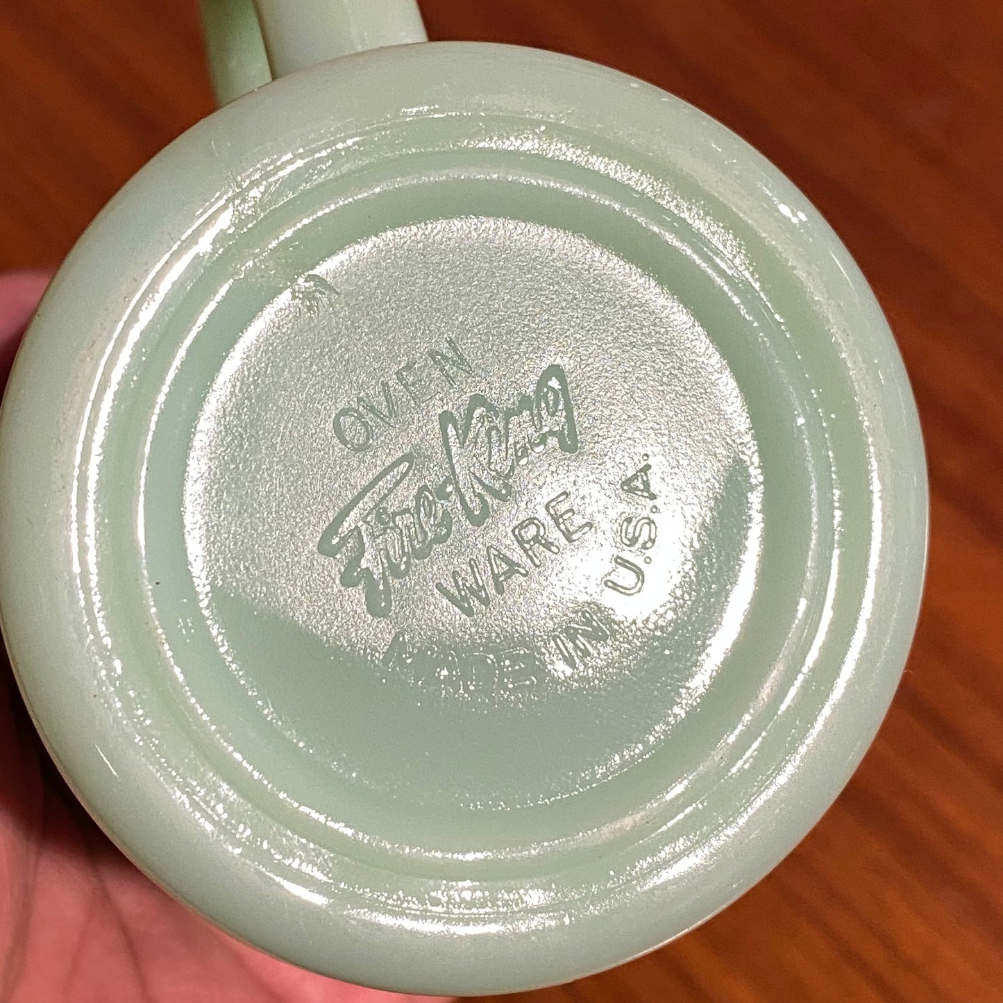 FireKing Jadeite D handle Mug, Made in USA 1960s (D3)