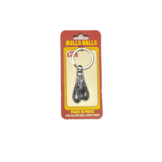 Bulls Balls Keychain Silver