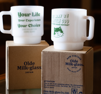 "We May be a little odd" Milk Glass Mug