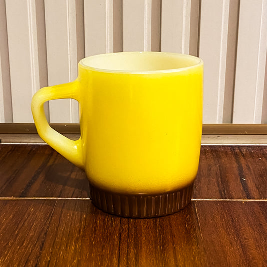 FireKing Yellow/Brow Ribbed Bottom Stacking Mug (YB1)