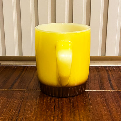 FireKing Yellow/Brow Ribbed Bottom Stacking Mug (YB1)