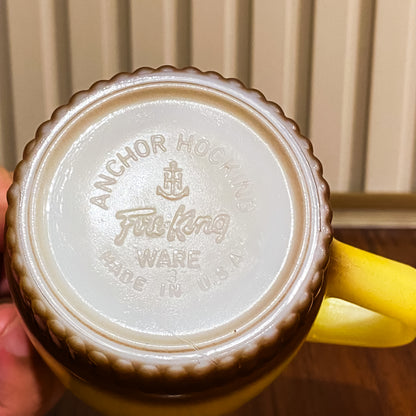 FireKing Yellow/Brow Ribbed Bottom Stacking Mug (YB1)