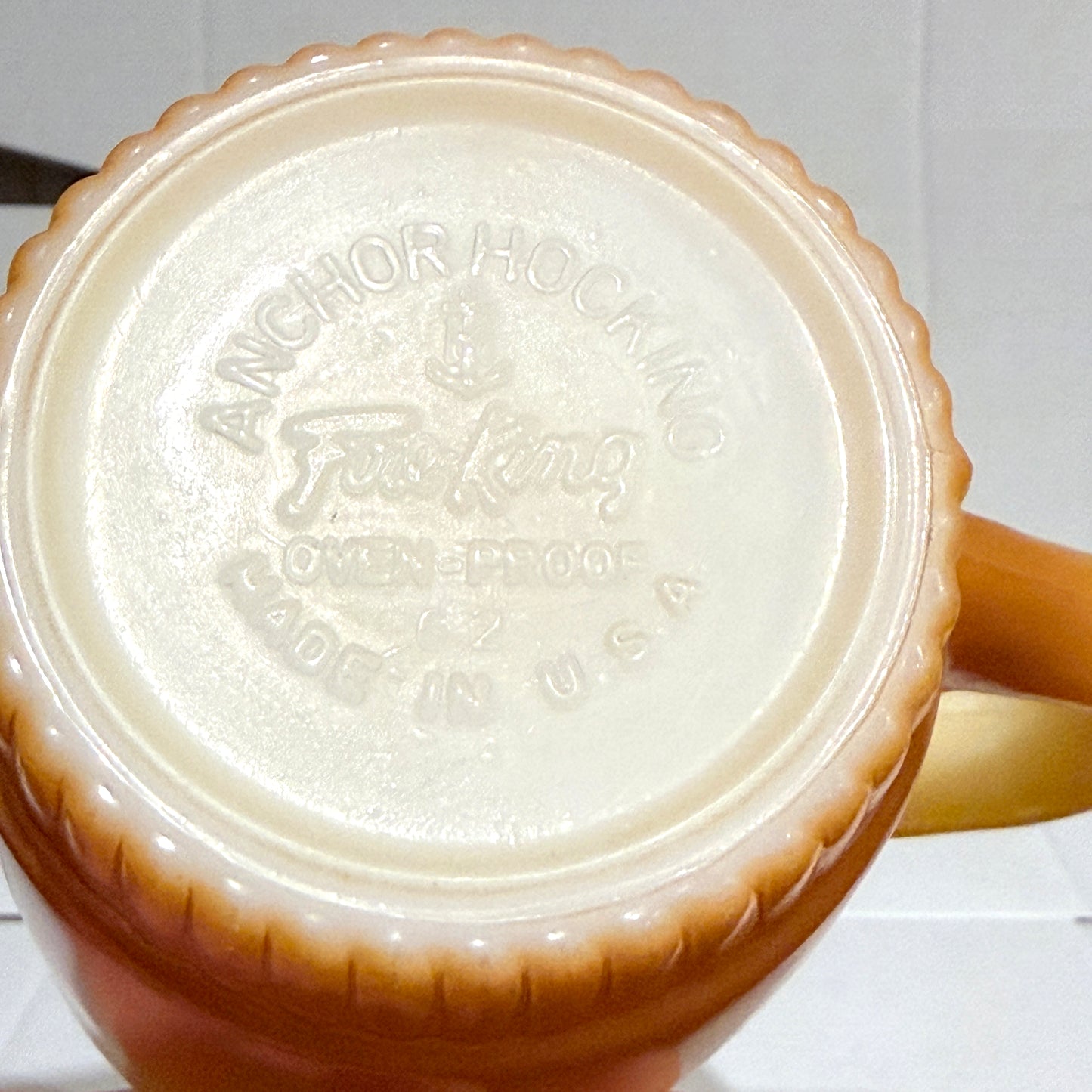 FireKing Yellow/Orange Ribbed Bottom Stacking Mug (Y01)