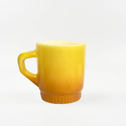 FireKing Yellow/Orange Ribbed Bottom Stacking Mug (Y03）