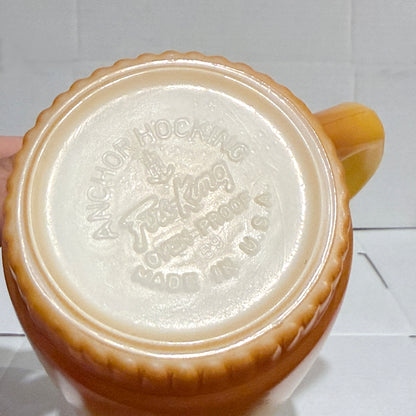 FireKing Yellow/Orange Ribbed Bottom Stacking Mug (Y03）