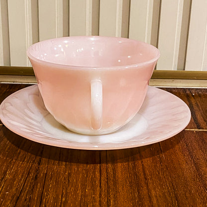 FireKing Pink Swirl Cup & Saucer (pink1)