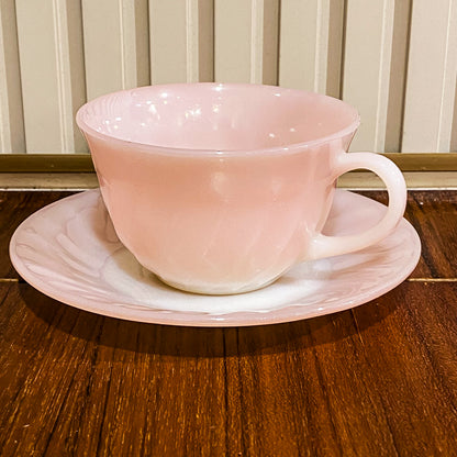 FireKing Pink Swirl Cup & Saucer (pink1)