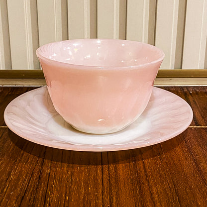 FireKing Pink Swirl Cup & Saucer (pink1)