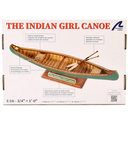 The Indian Girl Canoe 1:16. Wooden Scale Model Ship.